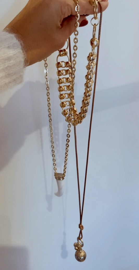 SET VAN 3 KETTINGEN CHARM GOUD