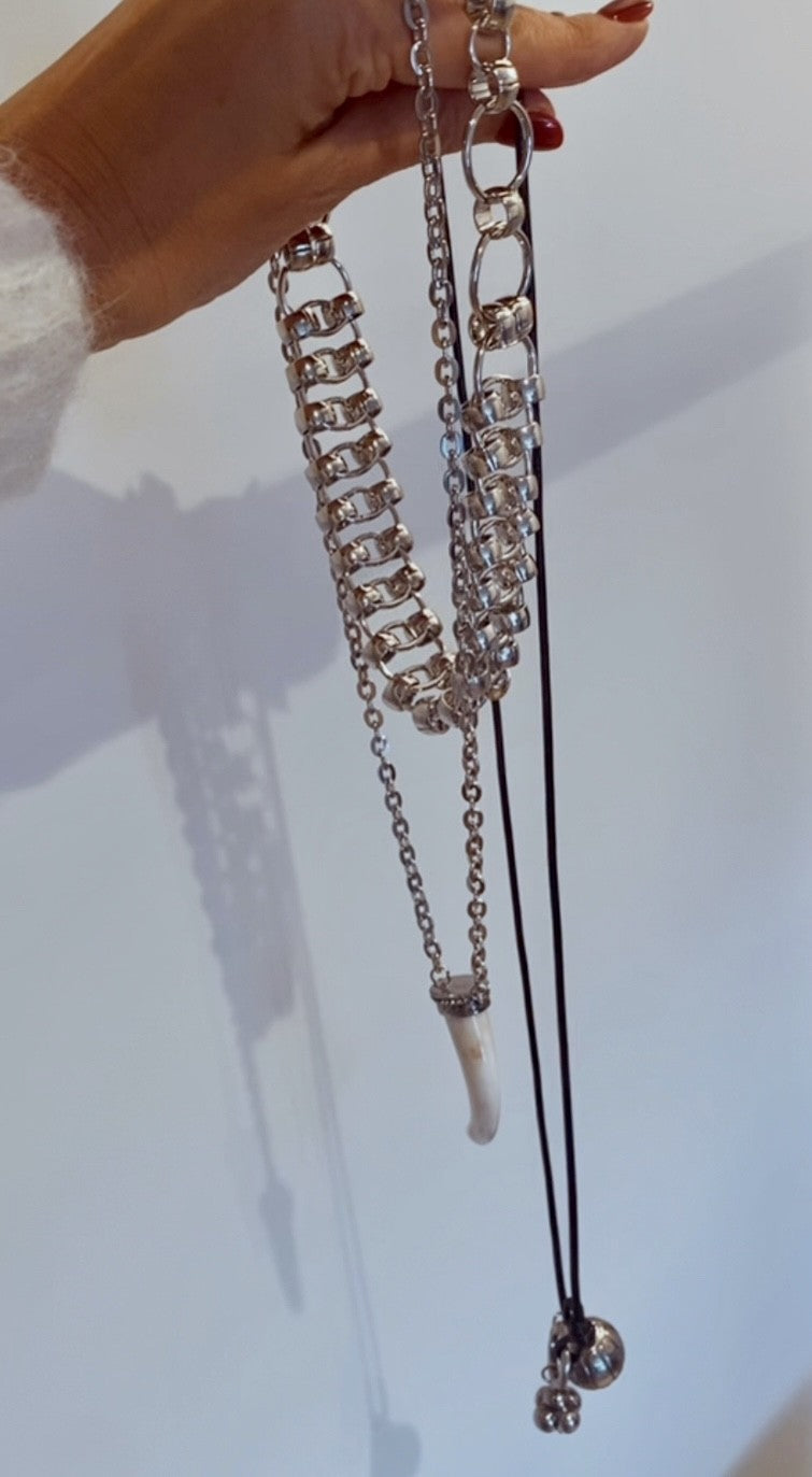 SET VAN 3 KETTINGEN CHARM ZILVER