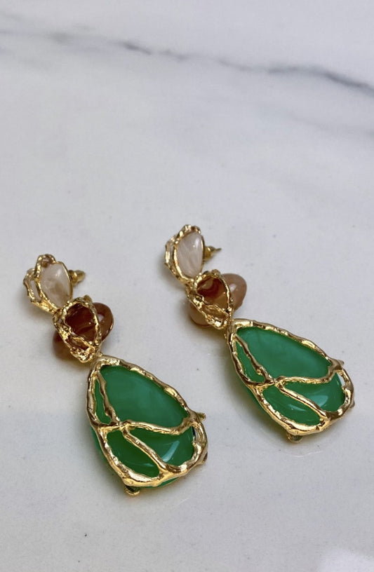 OORBELLEN BOHO GREEN