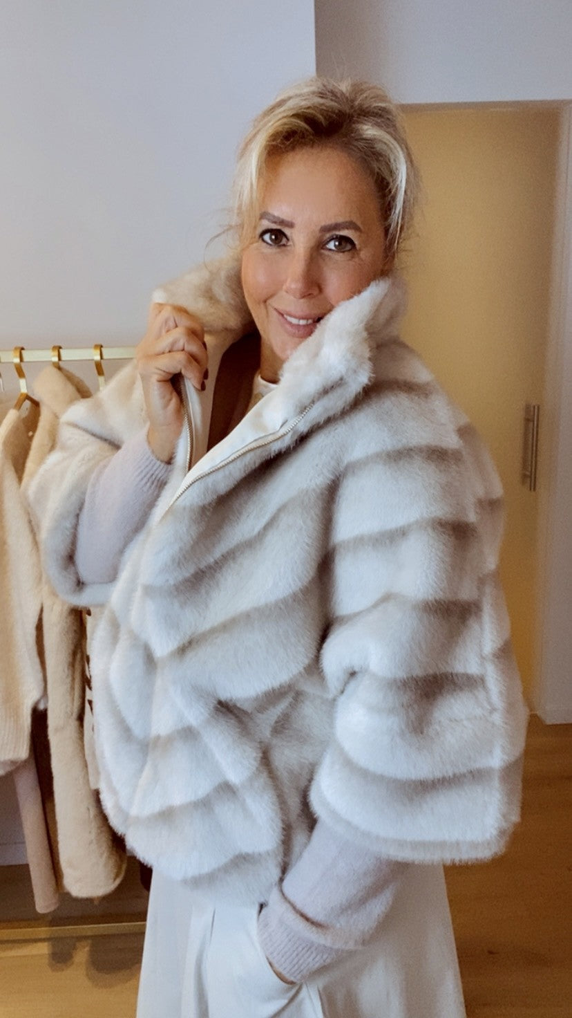 JAS CELIA FAUX FUR SAND GREY