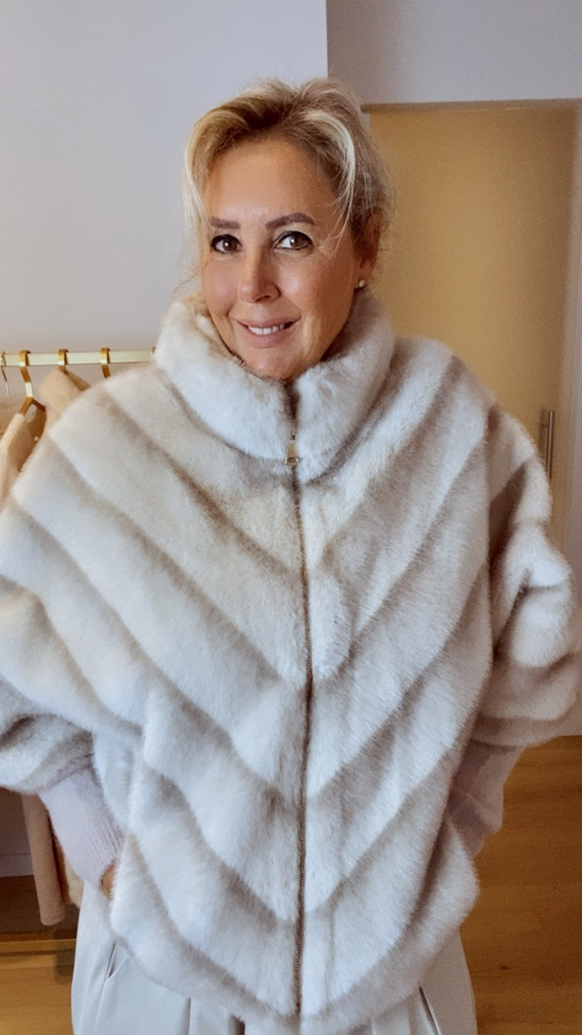 JAS CELIA FAUX FUR SAND GREY