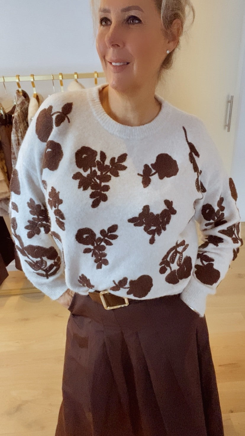 SWEATER ECRU FLOWERLY